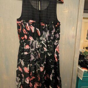 Theory black floral silk blend dress